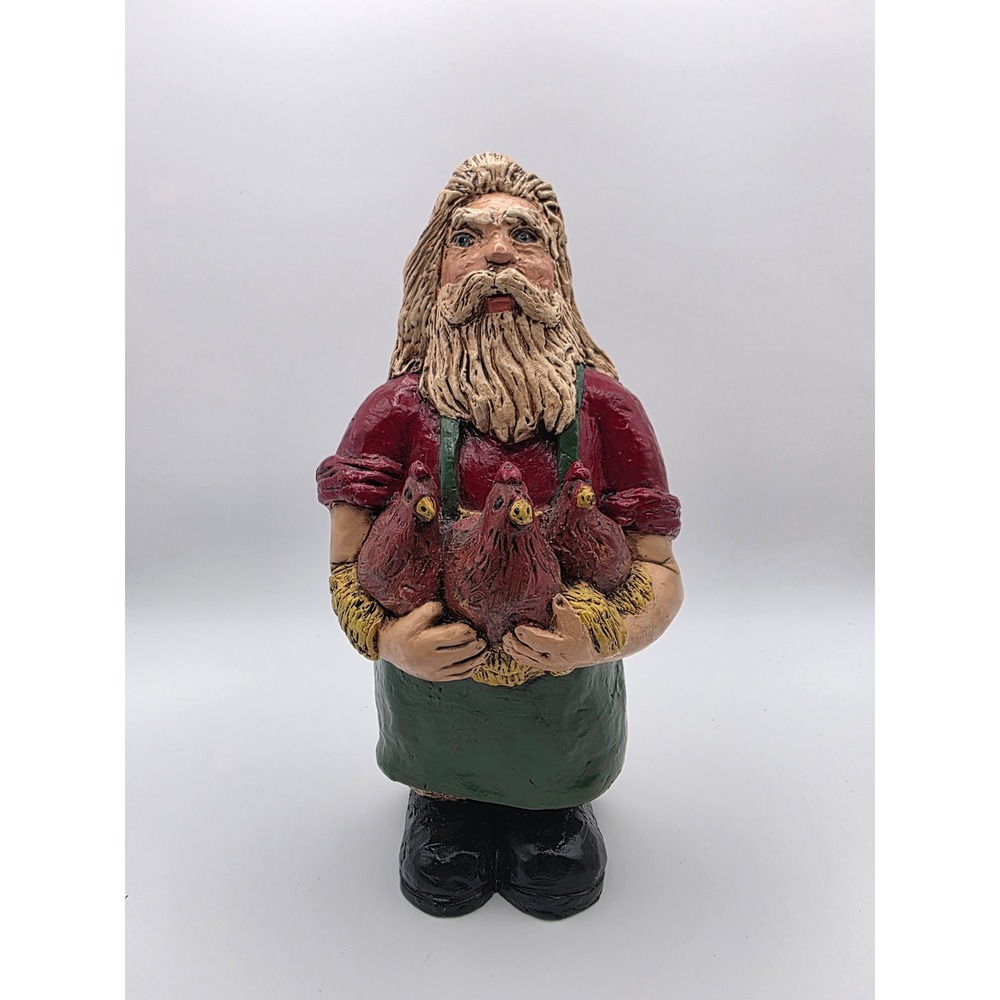 Vintage 1989 3 French Hens Santa Figurine 12 Days of Christmas Folk Art 7in